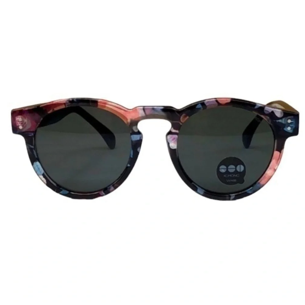 KOMONO Clement Floral Sunglasses NEW pink black round